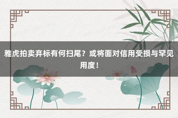 雅虎拍卖弃标有何扫尾?或将面对信用受损与罕见用度!